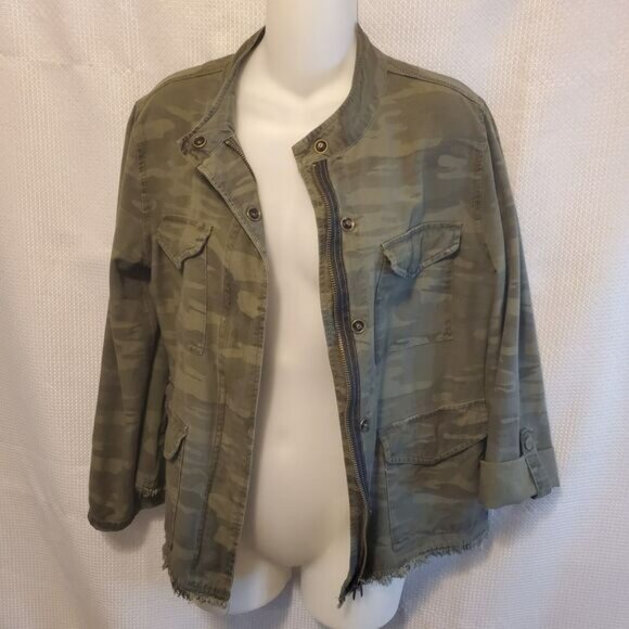 Revolve Sanctuary Womens Cropped Band Collar Raw Hem Jacket Sz Small Boxy - Picture 6 of 15